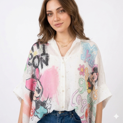 Italian Oversized Disney Shirt – Sparkling Cotton Poplin – One Size