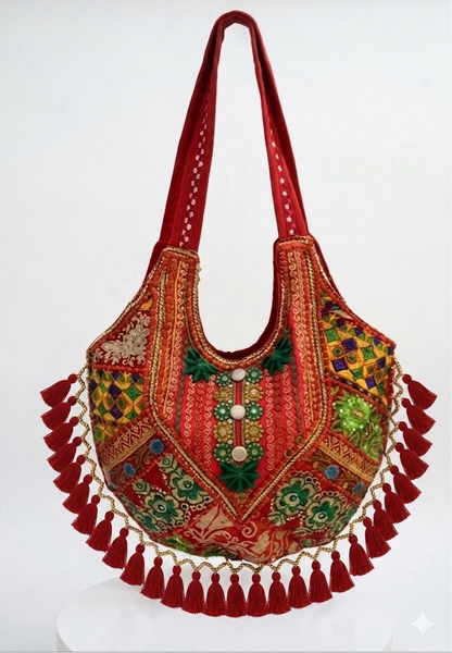 A Dual Masterpiece: Hand-Embroidered Indian Bag
