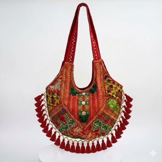 A Dual Masterpiece: Hand-Embroidered Indian Bag