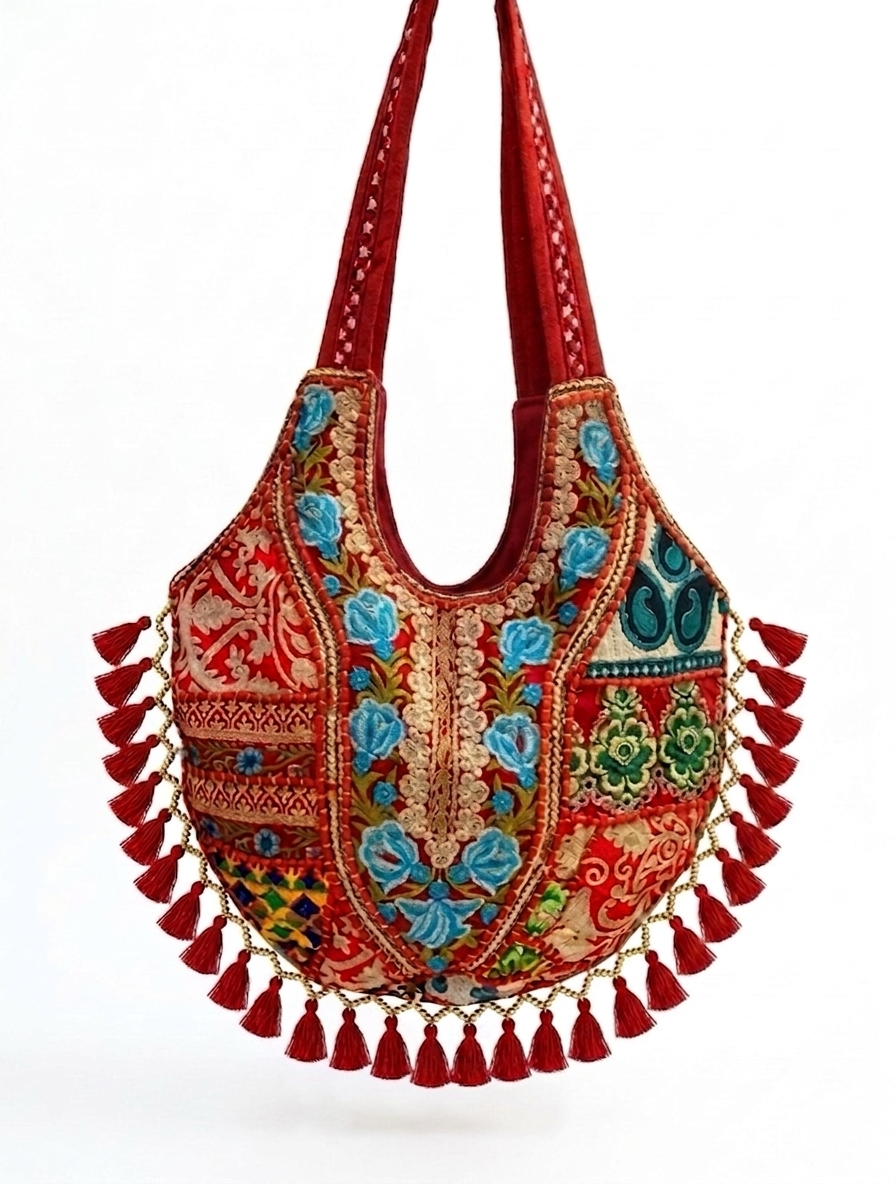 A Dual Masterpiece: Hand-Embroidered Indian Bag