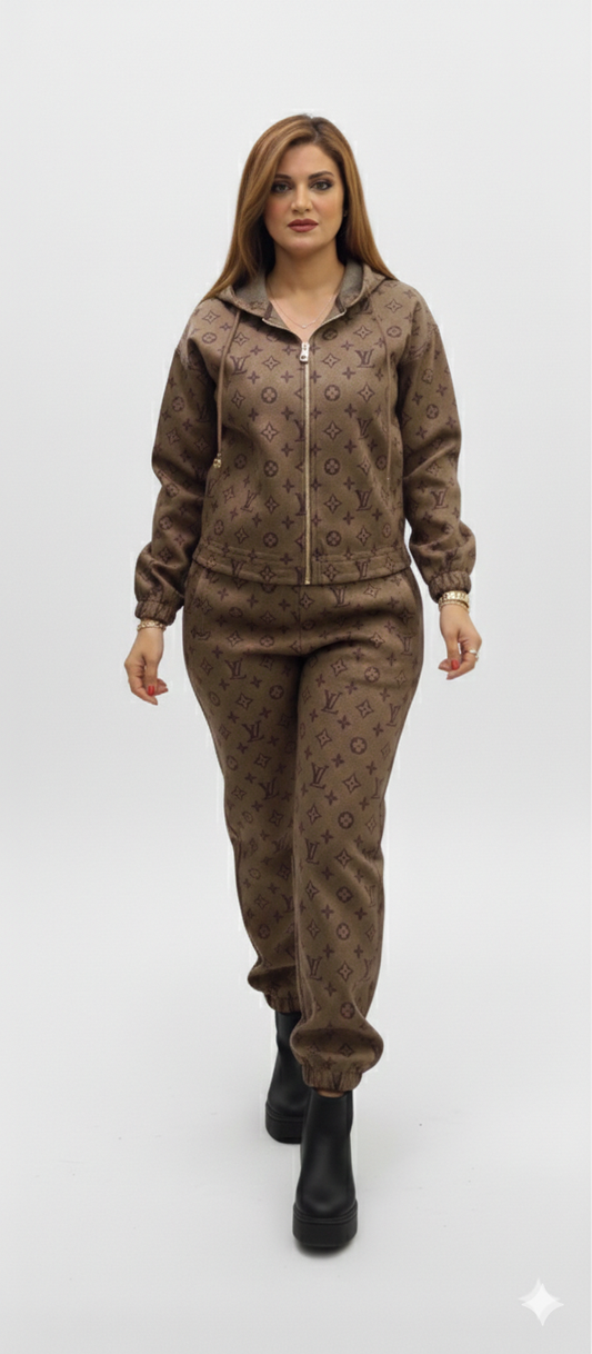 Premium LV Monogram Wool Tracksuit
