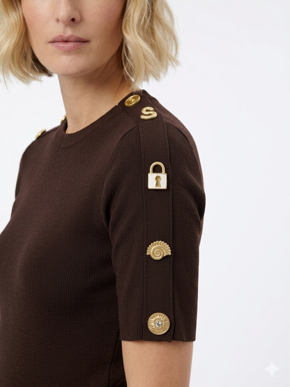 Schiaparelli Iconic Button Embellished Knit Top