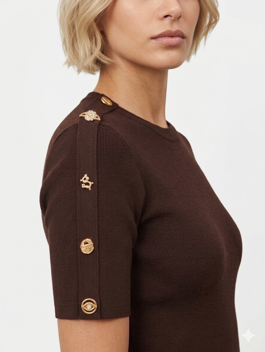 Schiaparelli Iconic Button Embellished Knit Top
