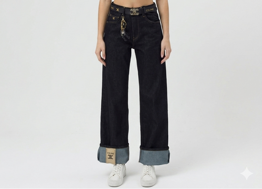 Celine Dark Wash Jeans with Triple Leather Charms