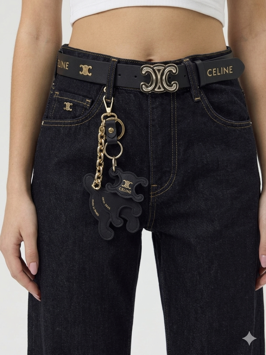 Celine Dark Wash Jeans with Triple Leather Charms