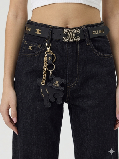 Celine Dark Wash Jeans with Triple Leather Charms