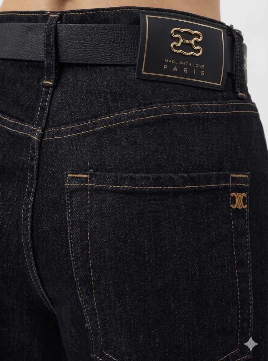 Celine Dark Wash Jeans with Triple Leather Charms