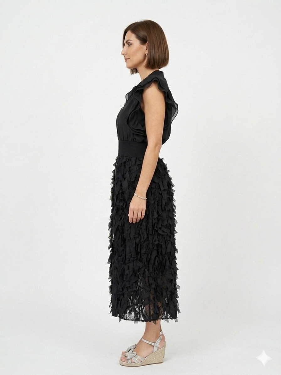 Full-Zip 3D Fringe Dress