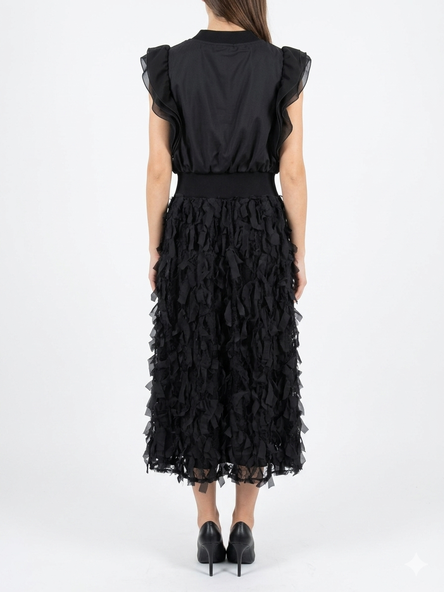 Full-Zip 3D Fringe Dress