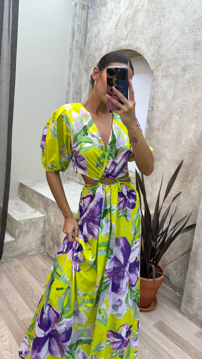 Vibrant Viola Cut-Out Maxi Dress