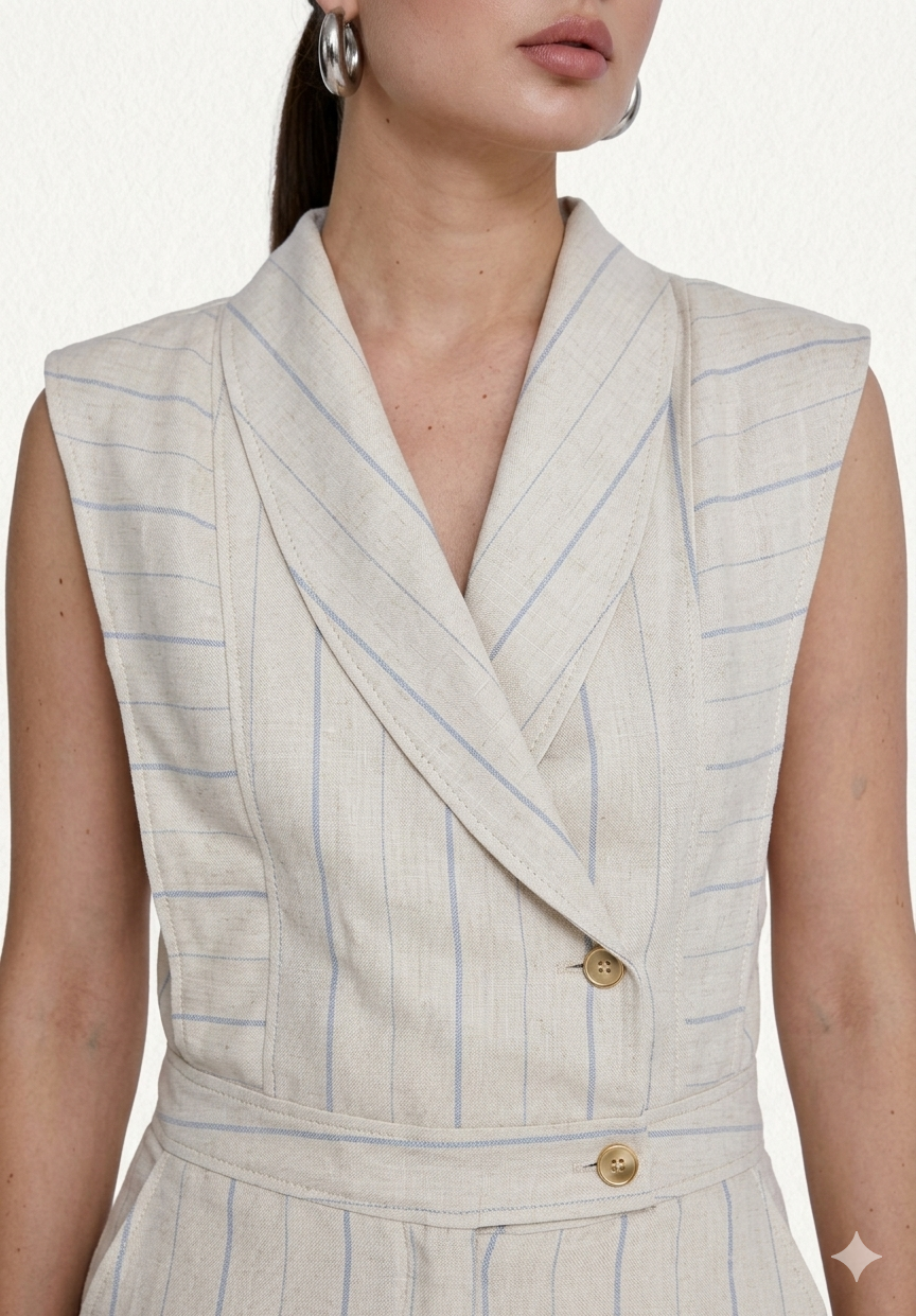 Premium Pinstripe Linen Statement Piece