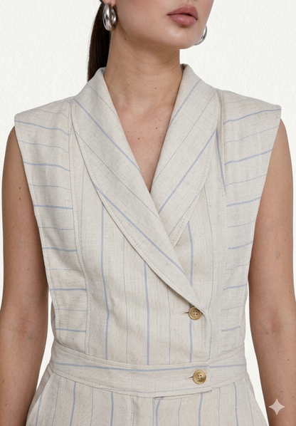 Premium Pinstripe Linen Statement Piece