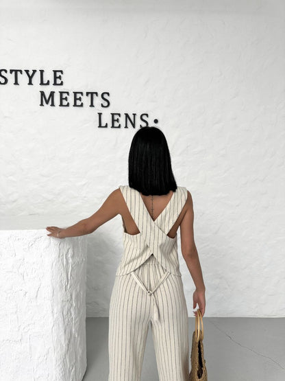 Linen-Cotton Co-ord with Chic Back Detail