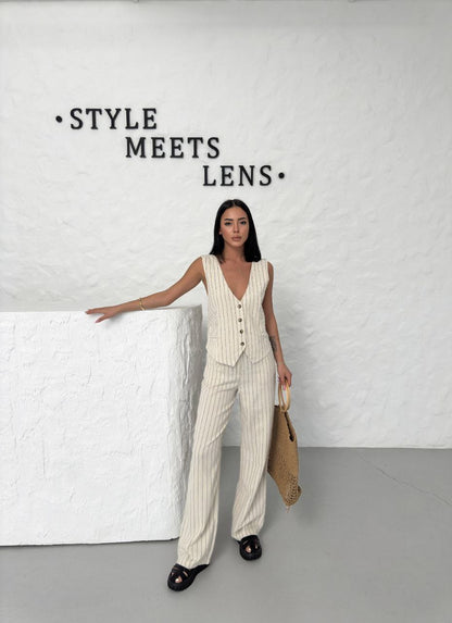 Linen-Cotton Co-ord with Chic Back Detail