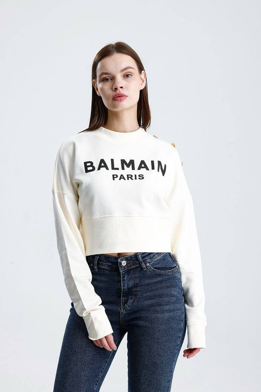 Balmain Cropped Logo Sweatshirt