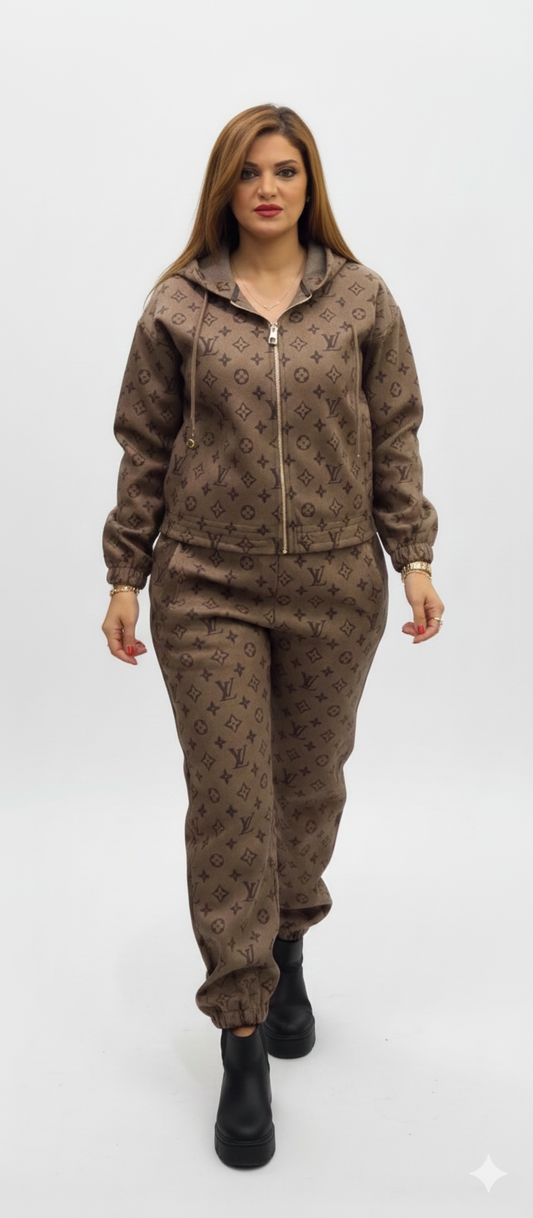 Premium LV Monogram Wool Tracksuit