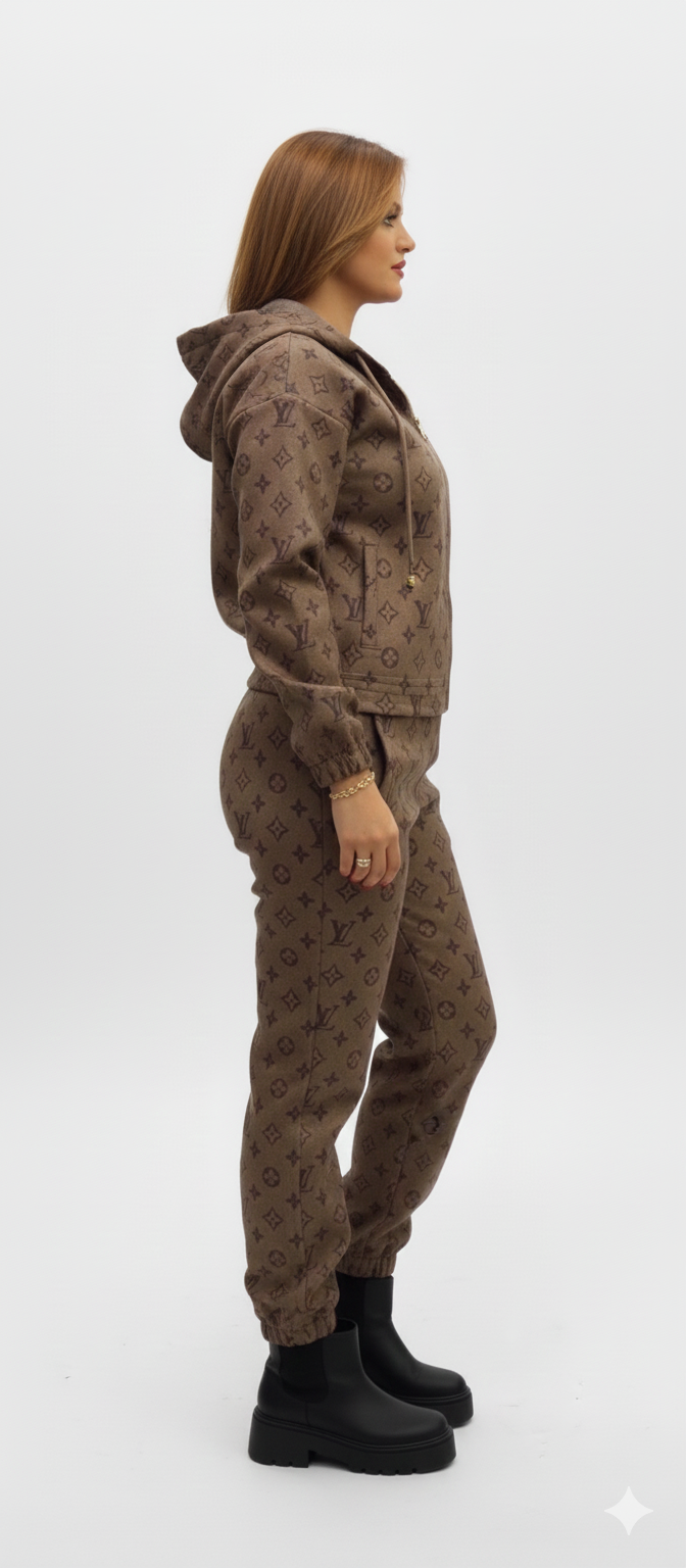 Premium LV Monogram Wool Tracksuit