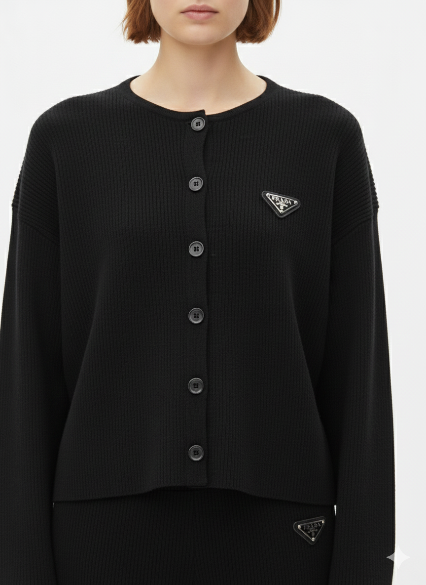 Luxury Ribbed Knit Prada Set