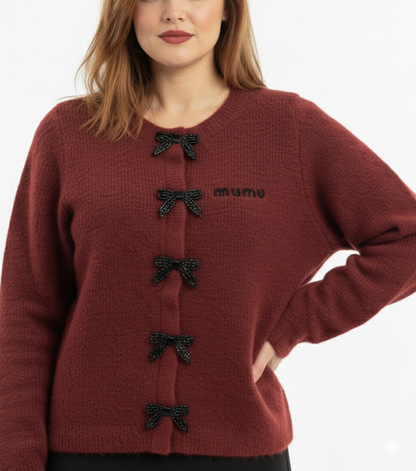 Miu Miu Mohair-Blend Cardigan in Burgundy