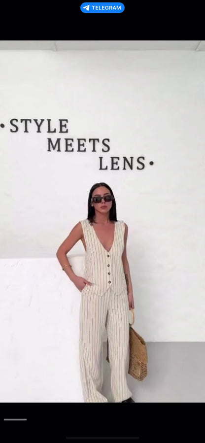Linen-Cotton Co-ord with Chic Back Detail
